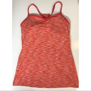 Lucy Tank, orange/white striped tank; built-in bra